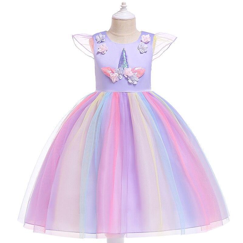 Girls Unicorn Dress Gown Birthday Party Fantasy Princess Dresses - MomyMall