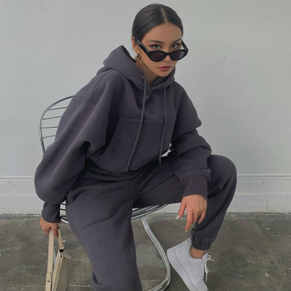 Basic Oversized Hoodie & Jogger Tracksuit Set