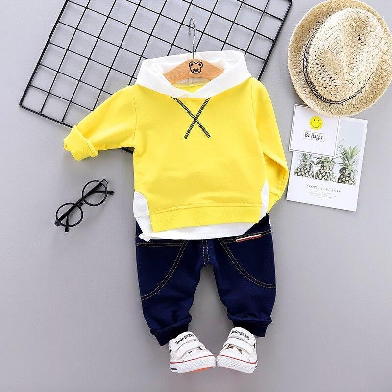 Boys Girls Sets Leisure Letter Cotton Hooded Set 2Pcs - MomyMall