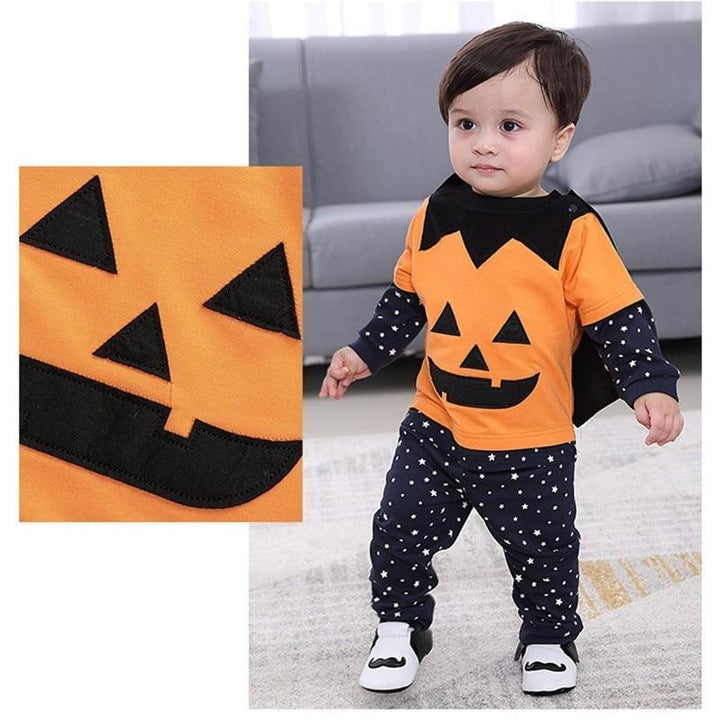 Baby Boy Girl Halloween Suit With Hats Pumpkin Clothing 3 Pcs - MomyMall
