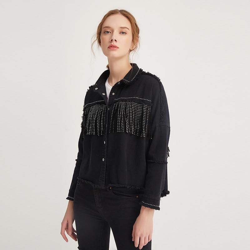 Frayed Oversized Retro Fringe Denim Jacket