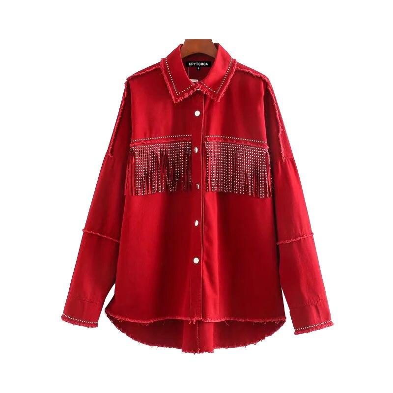 Frayed Oversized Retro Fringe Denim Jacket