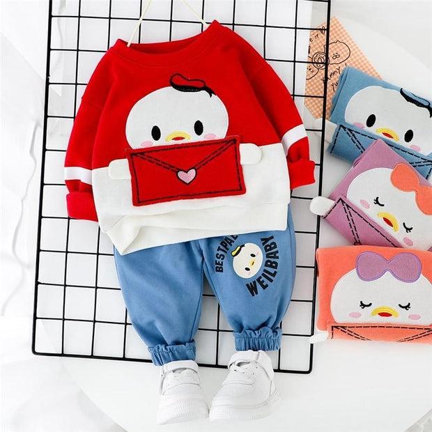 Toddler Baby Girls Boys Cartoon Long Sleeve T Shirt+ Pants 2 Pcs Outfits - MomyMall