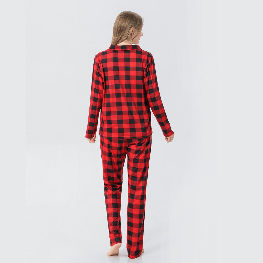 Christmas Family Matching Pajamas Long Sleeve Red Plaid Sets - MomyMall