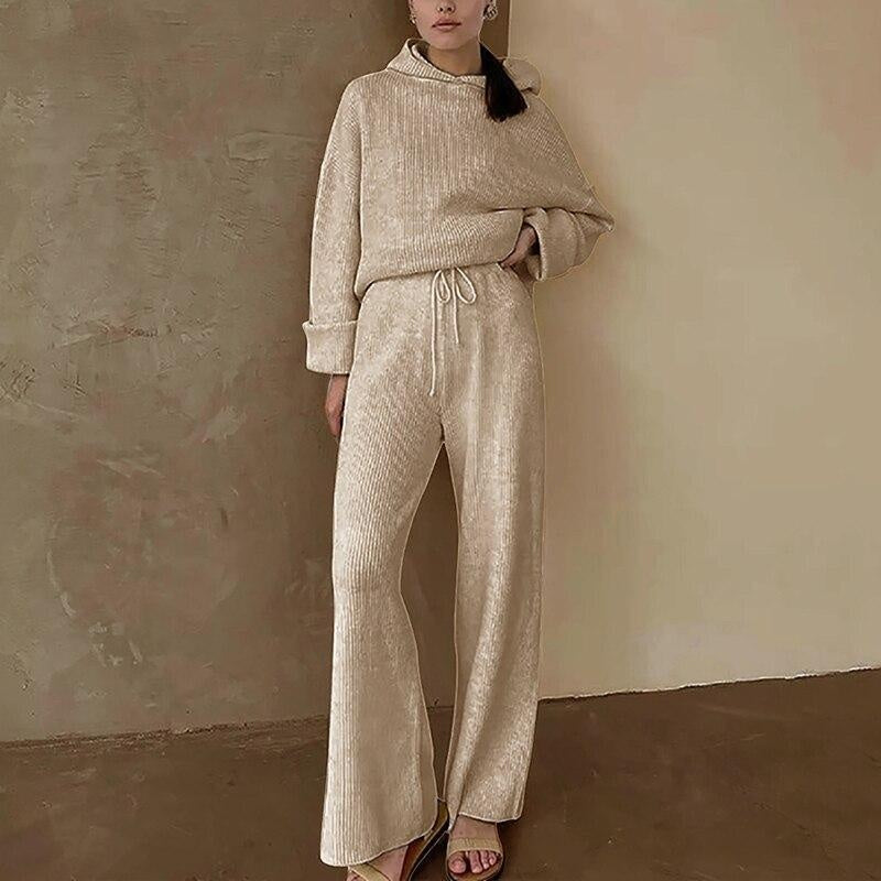 Two Piece Knit Wide Leg Loungewear Set