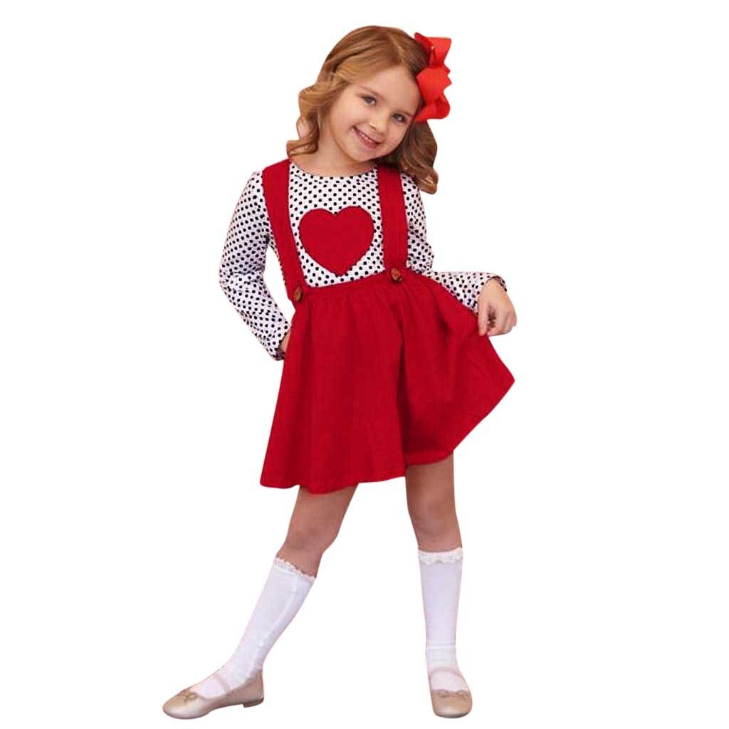 Kids Girls Outfits Heart-shaped Suspender+Skirts 2 Pcs Sets - MomyMall