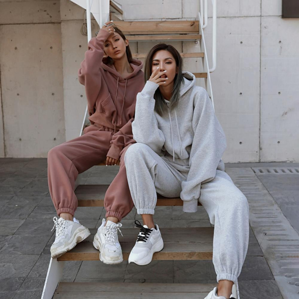 Basic Oversized Hoodie & Jogger Tracksuit Set