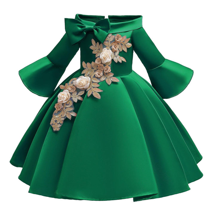 Girls Dress Embroider Elegant Tutu Princess Birthday Evening Dresses 2-10 Years - MomyMall Green / 2-3 Years