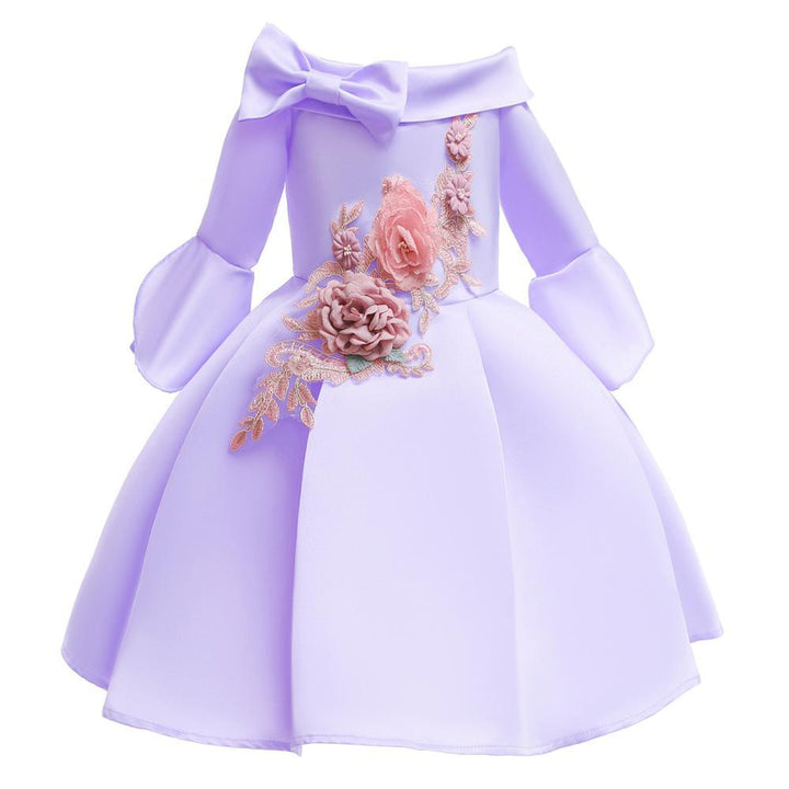 Girls Dress Embroider Elegant Tutu Princess Birthday Evening Dresses 2-10 Years - MomyMall Purple / 2-3 Years