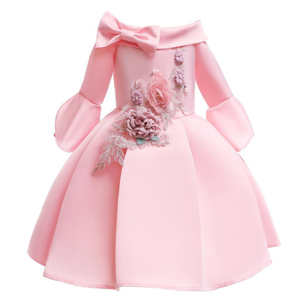 Girls Dress Embroider Elegant Tutu Princess Birthday Evening Dresses 2-10 Years - MomyMall Pink / 2-3 Years