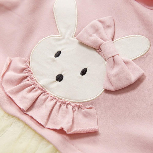 Kids Girls Fancy Casual Dress Long Sleeve Party Cartoon Rabbit Dress - MomyMall