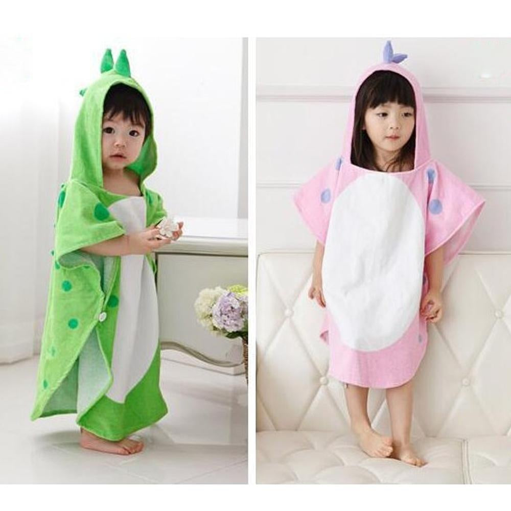 Kids Girl Boy Bathrobe Dinosaur Hooded Pajamas Beach Towel - MomyMall