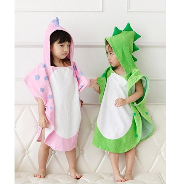 Kids Girl Boy Bathrobe Dinosaur Hooded Pajamas Beach Towel - MomyMall