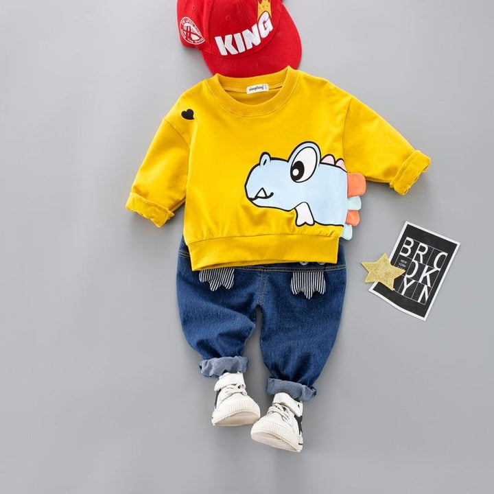 Toddler Kids Baby Girl Cartoon Set Casual Suit 2 Pcs 1-4 Years - MomyMall Yellow no Shoes / 6-12 Months