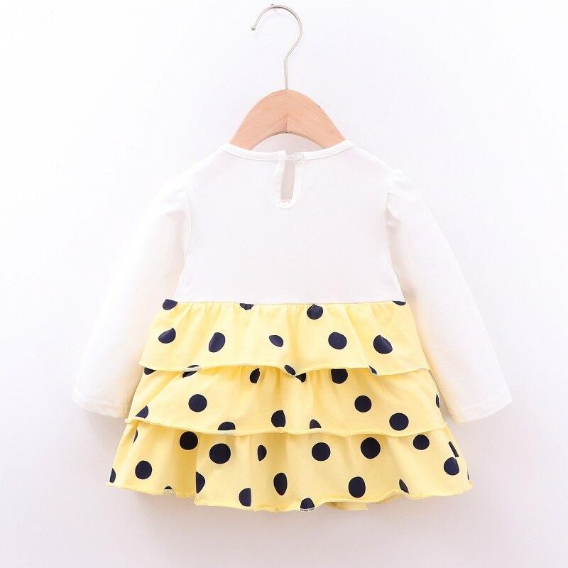 Baby Girls Dress Autumn Dot Pattern Pageant Sundress Leisure Fake 2 Pcs 0-4Years - MomyMall