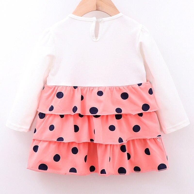 Baby Girls Dress Autumn Dot Pattern Pageant Sundress Leisure Fake 2 Pcs 0-4Years - MomyMall