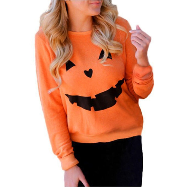 Hot Sale Women Halloween Pumpkin Print Sweatshirt - MomyMall Default Title