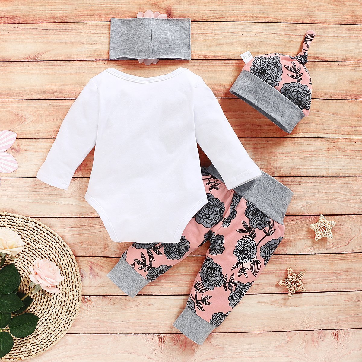 Longsleeve "Daddy's Princess" Floral Printed Baby Set - MomyMall