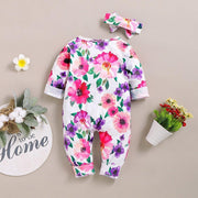 Infant Baby Long Sleeve Floral Printed Zipper Jumpsuit