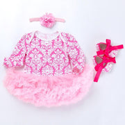 Baby Girls Jumpsuits Floral Mesh Tutu Bodysuits Princess Baptism Dresses 3Pcs 3-18M