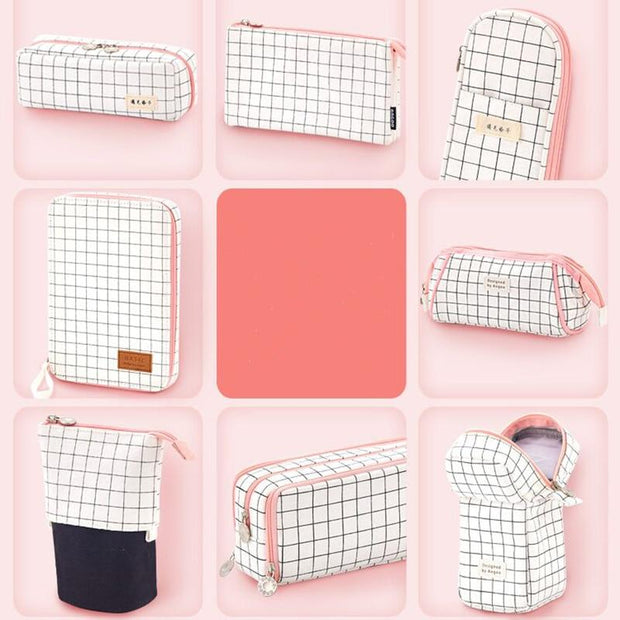 Aesthetic Check Pencil Cases - MomyMall