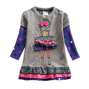 Toddler Girls Polka Dot Cartoon Fashion Autumn Dresses 1-8 Years