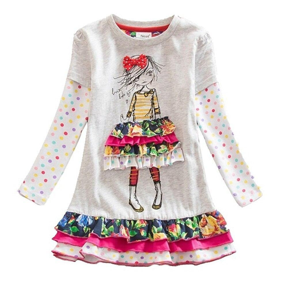 Toddler Girls Polka Dot Cartoon Fashion Autumn Dresses 1-8 Years