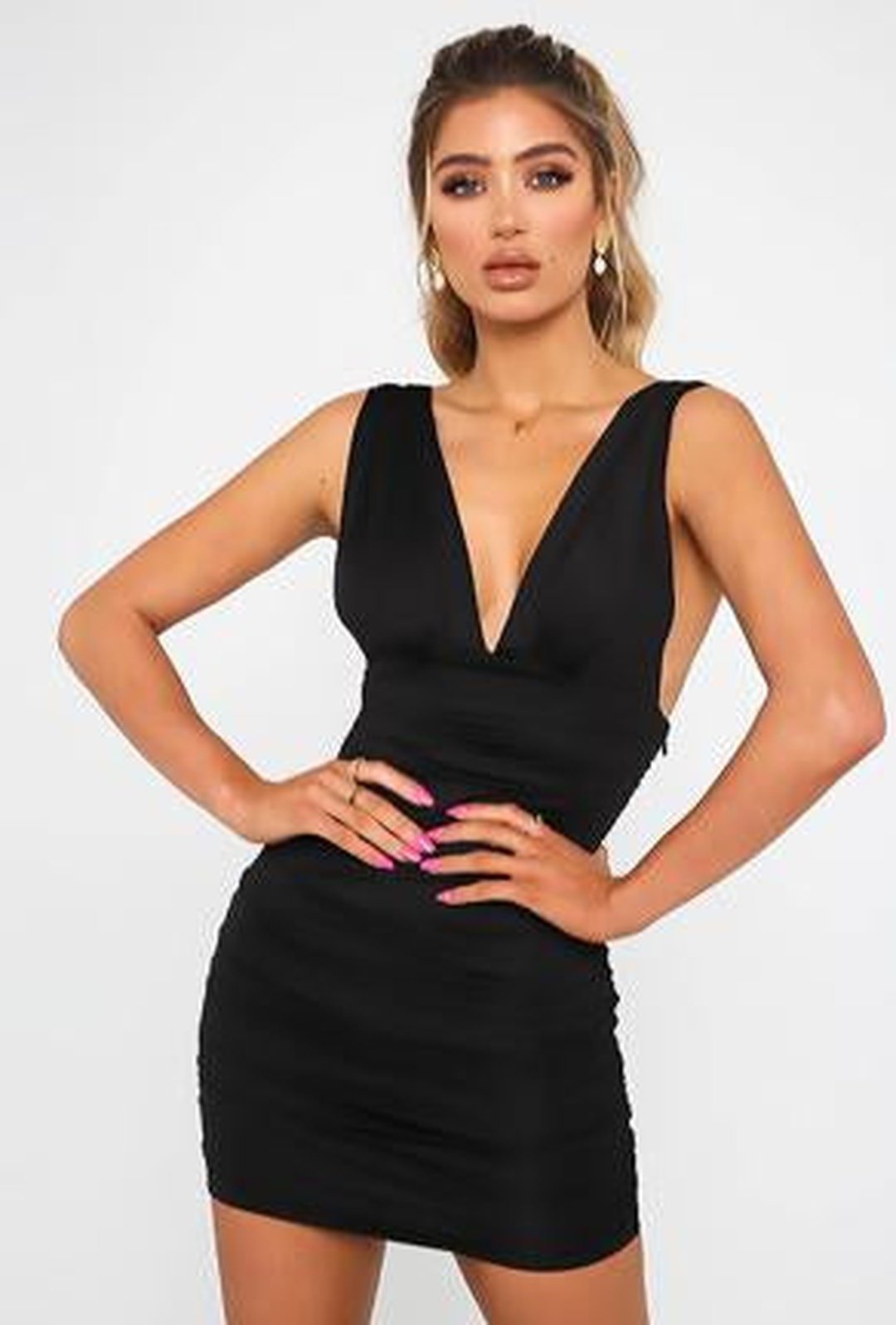 KATIA - DEEP-V RUCHED DRESS