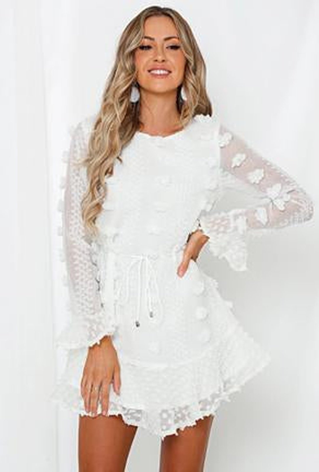 KATIE - SHEER LACE DOT DRESS