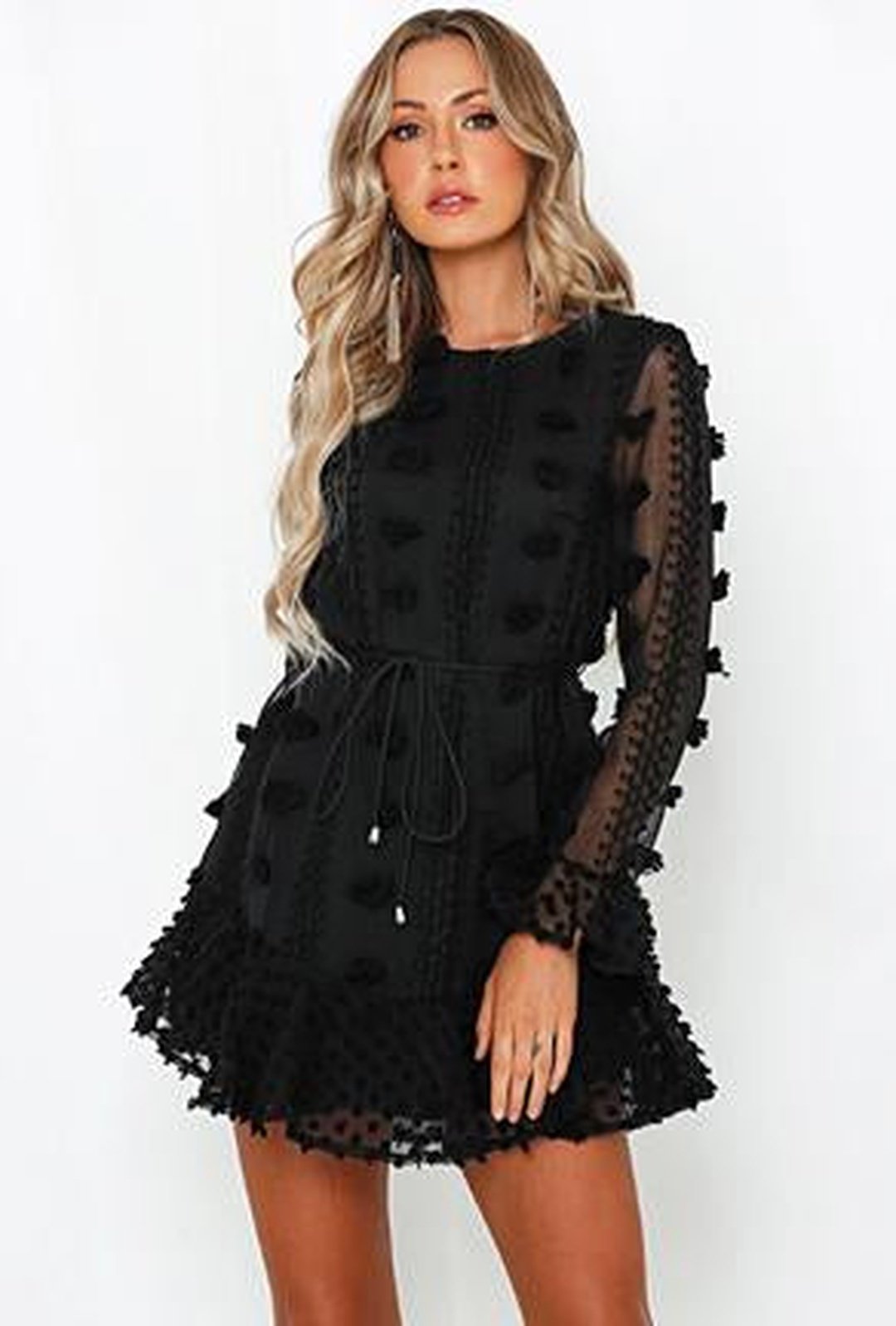 KATIE - SHEER LACE DOT DRESS