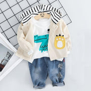 Kid Baby Boy Clothing Sets Cartoon Fashion Suit 3 Pcs 1-4 Y - MomyMall Beige / 6-9 Months