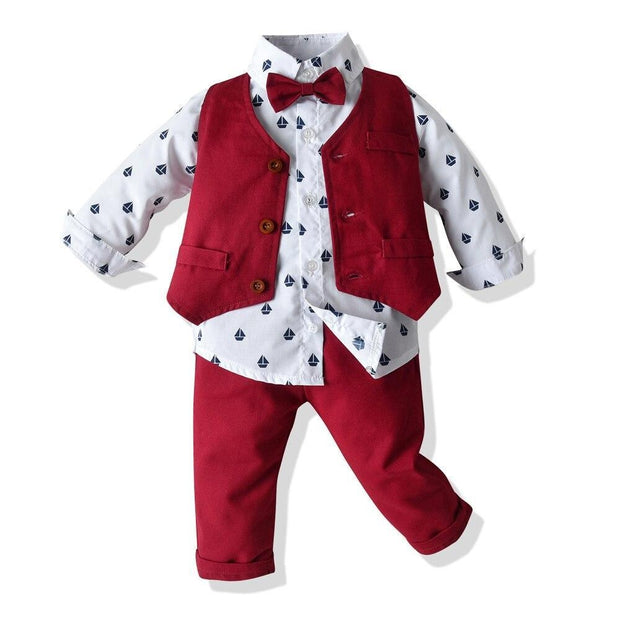 Kid Boy Formal Suit Boy Vest Set 4 Pcs - MomyMall