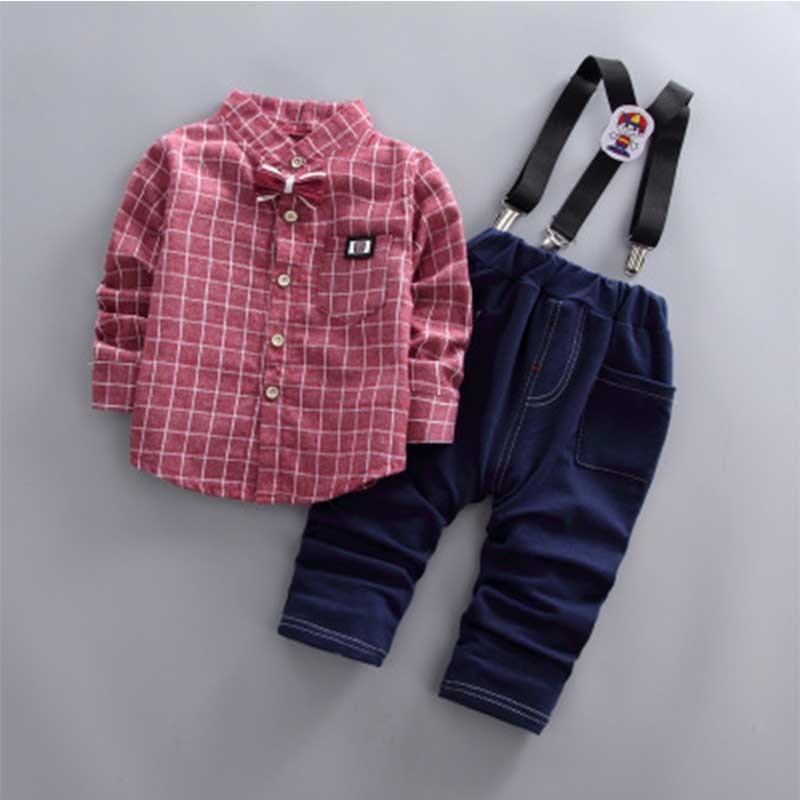 Boys Grid Gentleman Style 2pcs Outfit 1-5 Years