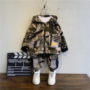 Boys Suit Hooded Camo Sport Top + Bottoms 2 Pcs - MomyMall