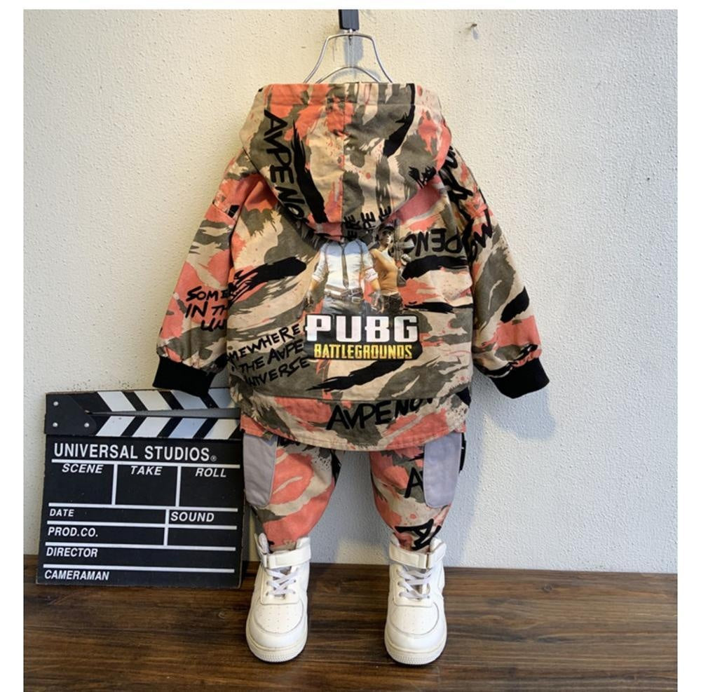 Boys Suit Hooded Camo Sport Top + Bottoms 2 Pcs - MomyMall