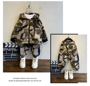 Boys Suit Hooded Camo Sport Top + Bottoms 2 Pcs - MomyMall