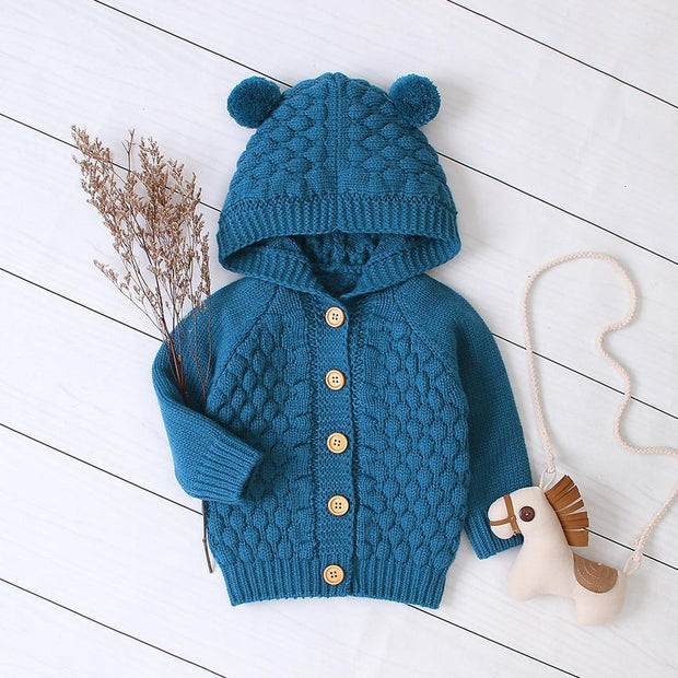 Baby Boy Girls Autumn Knitted Sweater Warm Soft Coats Outerwear - MomyMall blue / 3-6M
