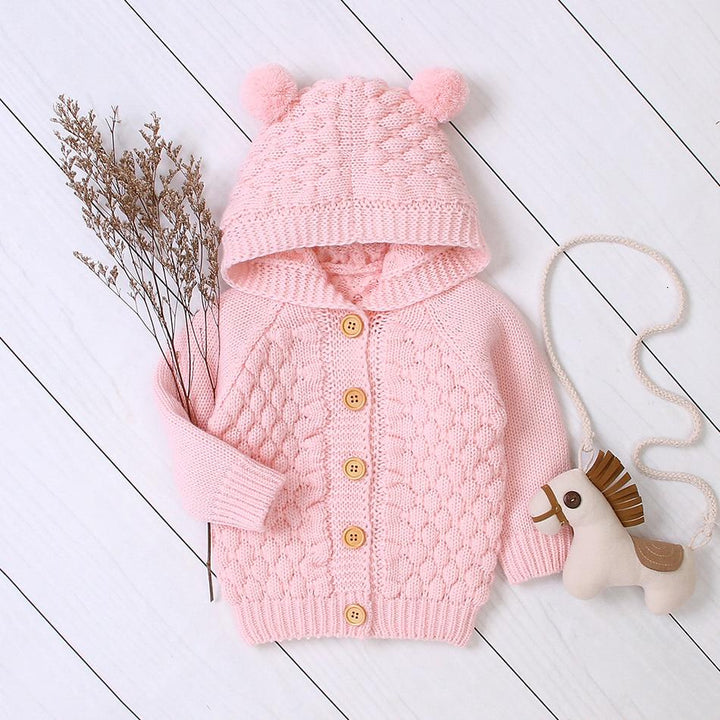 Baby Boy Girls Autumn Knitted Sweater Warm Soft Coats Outerwear - MomyMall pink / 3-6M