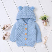 Baby Boy Girls Autumn Knitted Sweater Warm Soft Coats Outerwear - MomyMall sky blue / 3-6M