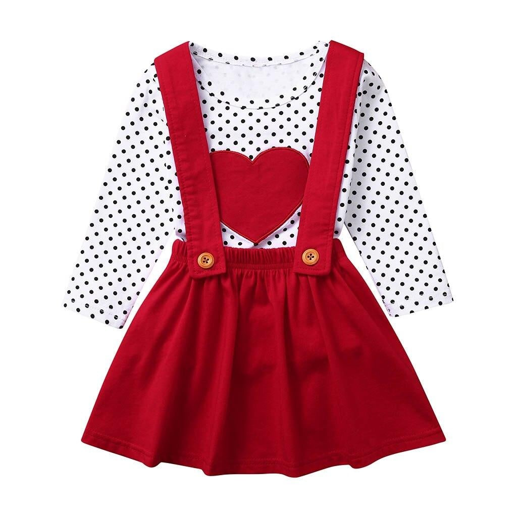 Kids Girls Outfits Heart-shaped Suspender+Skirts 2 Pcs Sets - MomyMall