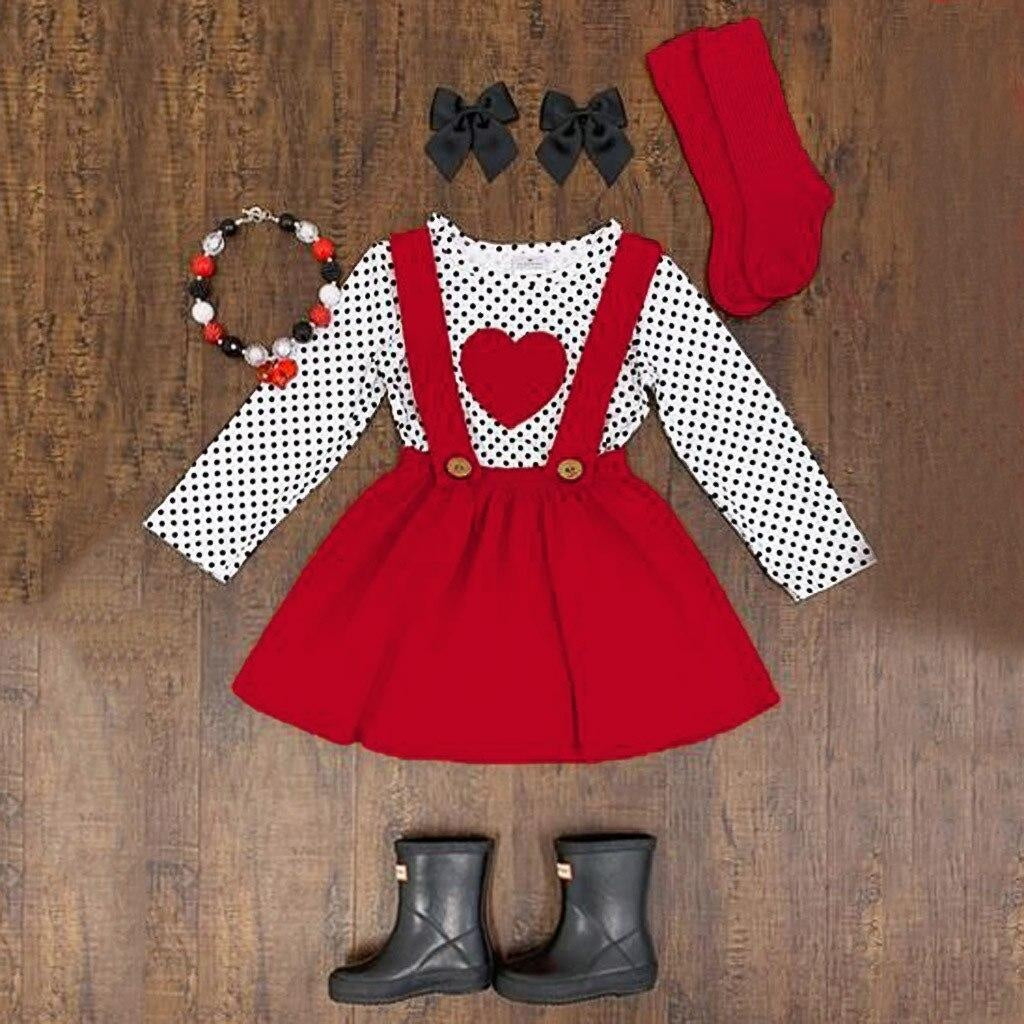 Kids Girls Outfits Heart-shaped Suspender+Skirts 2 Pcs Sets - MomyMall