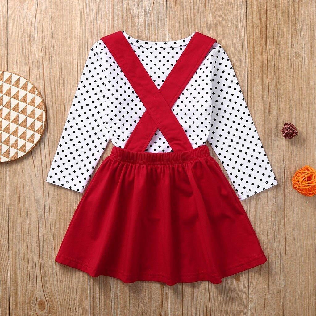 Kids Girls Outfits Heart-shaped Suspender+Skirts 2 Pcs Sets - MomyMall