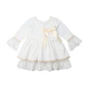 Kids Baby Girls Flared Sleeve Lace Bowknot Princess Dress Ball Gown 1-6Y - MomyMall