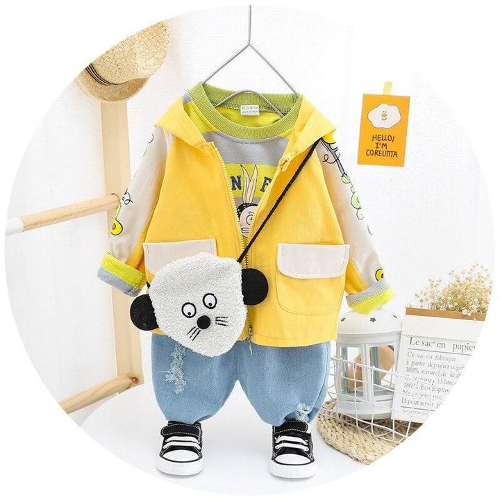 Kids Clothes Boys and Girls Suits Long Sleeve Korean Style 3 Pcs Set 0-4 Years - MomyMall