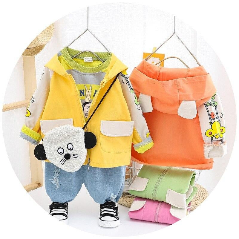 Kids Clothes Boys and Girls Suits Long Sleeve Korean Style 3 Pcs Set 0-4 Years - MomyMall