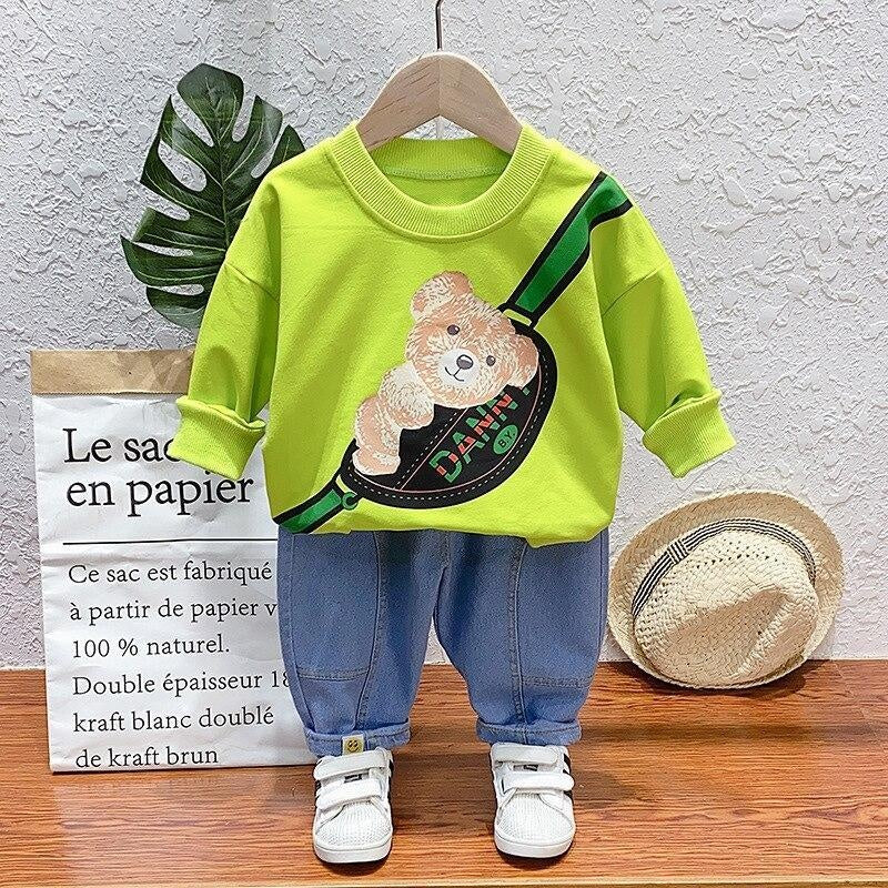 Kids Baby Boys Costume Cartoon Bear Tracksuit Sets 2 Pcs - MomyMall style1 / 3-4T