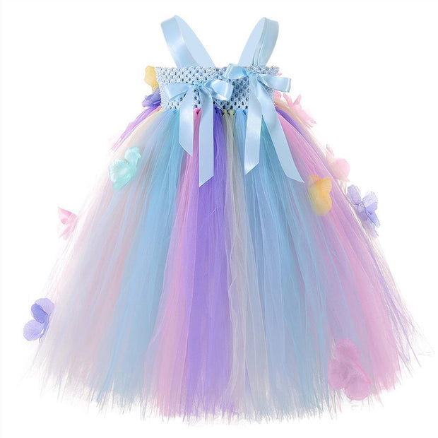 Kids Flowers Girl Unicorn Rainbow Birthday Fairy Dress with Headband - MomyMall