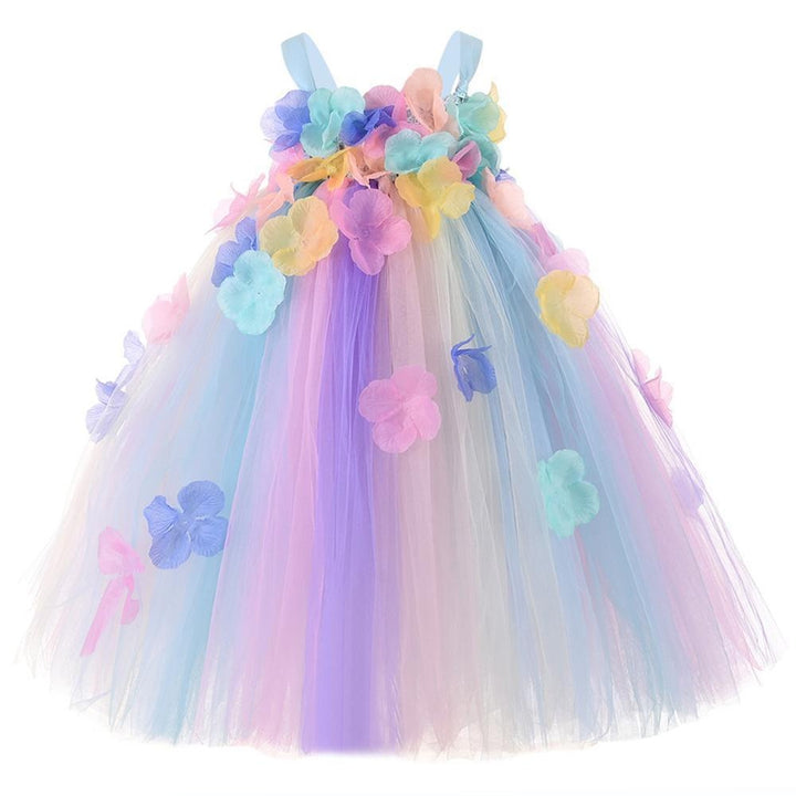 Kids Flowers Girl Unicorn Rainbow Birthday Fairy Dress with Headband - MomyMall Only Girls Dress / 6-12 Months