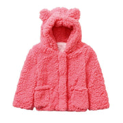 Kids Jacket Winter Warm Fleece Hooded Teddy Bear Coat Outerwear - MomyMall Pink / 3-6 Months