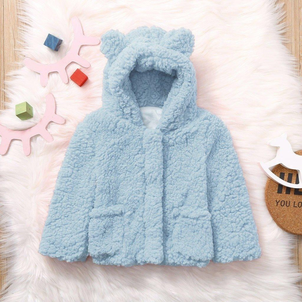 Kids Jacket Winter Warm Fleece Hooded Teddy Bear Coat Outerwear - MomyMall